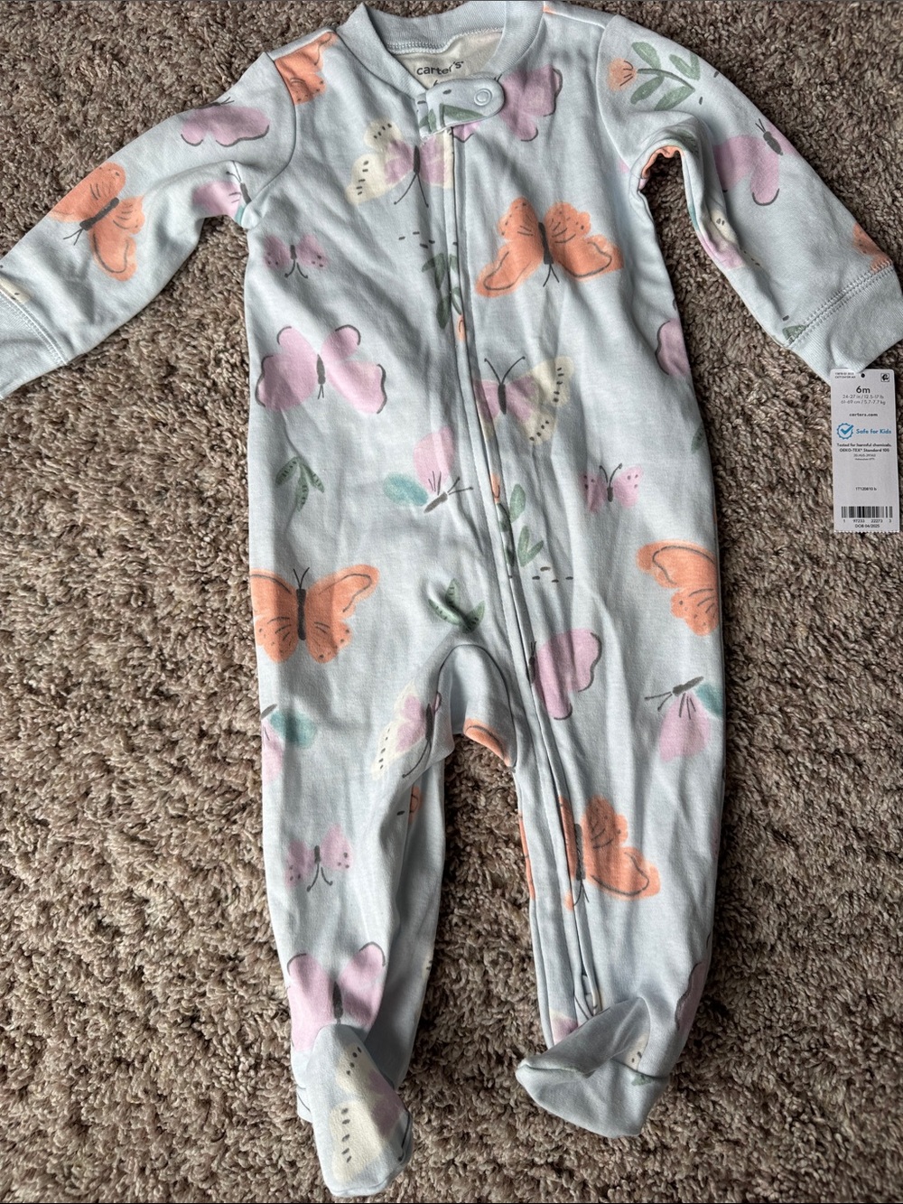 NWT Carter’s 6m butterfly footie